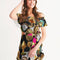 Nature Abstrak Women's All-Over Print Off-Shoulder Dress