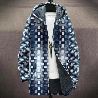 Digital Printed Hat Cardigan Men's Mid-length Trench Coat