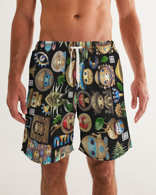 Mushroom Abstak Collection Men's All-Over Print Swim Trunk