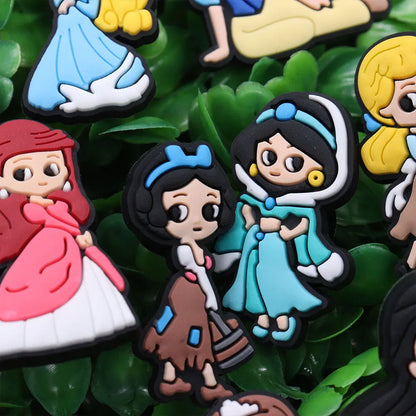 1-22Pcs Snow White Tinker Bell Shoe Charms Princess Button Decorations DIY Disney Girls Favorite Birthday Gifts