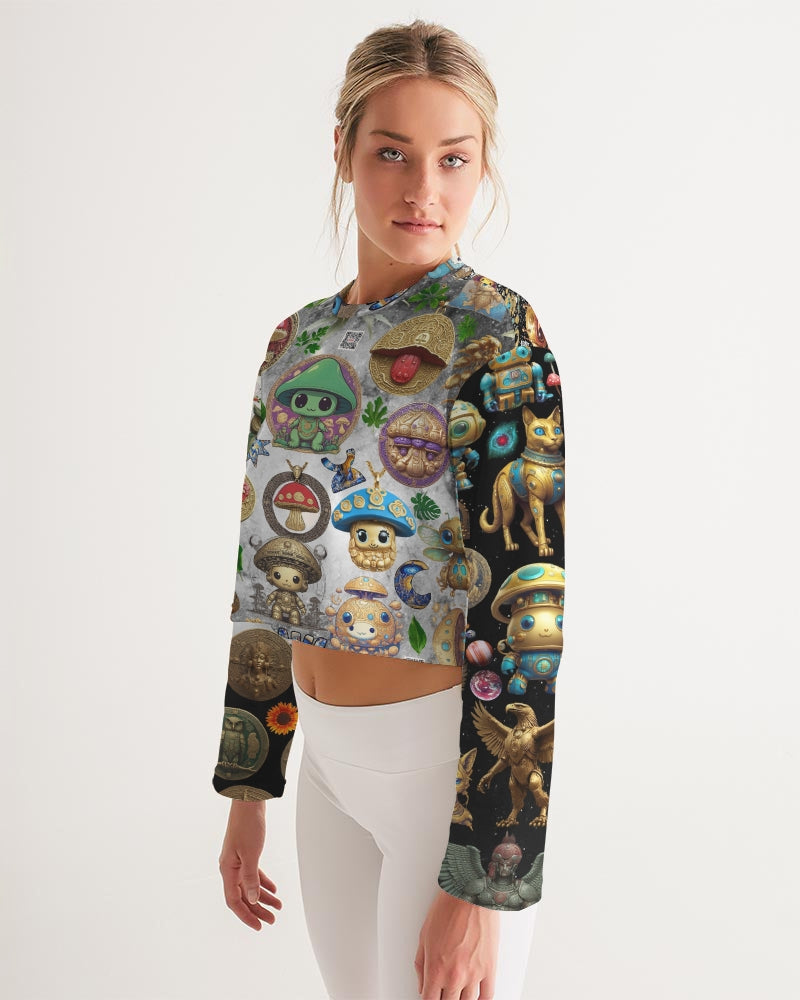 Alien Trendy Abstrak Collection Women's All-Over Print Cropped Sweatshirt