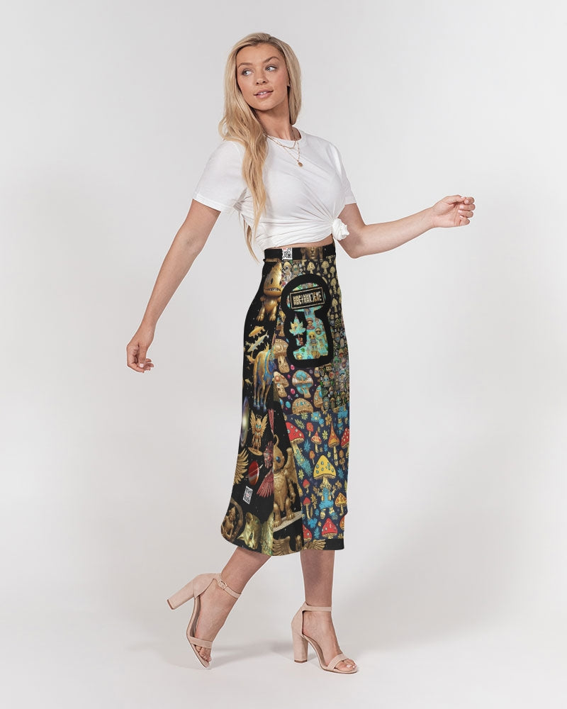 Alien Trendy Abstrak Collection Women's All-Over Print A-Line Midi Skirt