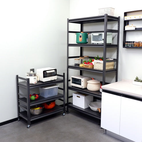 Heavy Duty Storage Shelves Adjustable 5-Tier Metal Shelving Unit With Wheels For 1750LBS Load Kitchen, Garage, Pantry, And More