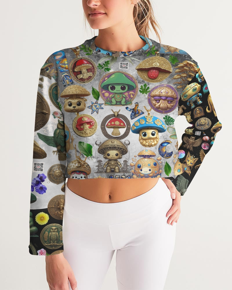 Alien Trendy Abstrak Collection Women's All-Over Print Cropped Sweatshirt