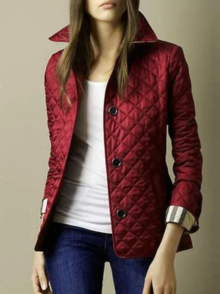 Quilted Coat  Winter Jacket Women Turn-down Collar Jackets for Women 2023 Elegance Office Lady Single-breasted Warmth Streetwear