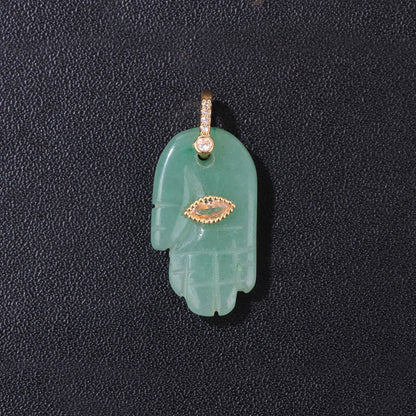 2pcs Quality Natural Stone Quartz Hamsa Fatima Hand Pendant Charm For Diy Jewelry Making Necklace Earring Accessories Wholesale