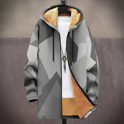 Digital Printed Hat Cardigan Men's Mid-length Trench Coat