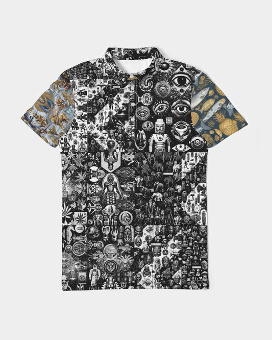 Abstraknyc Men's All-Over Print Slim Fit Short Sleeve Polo