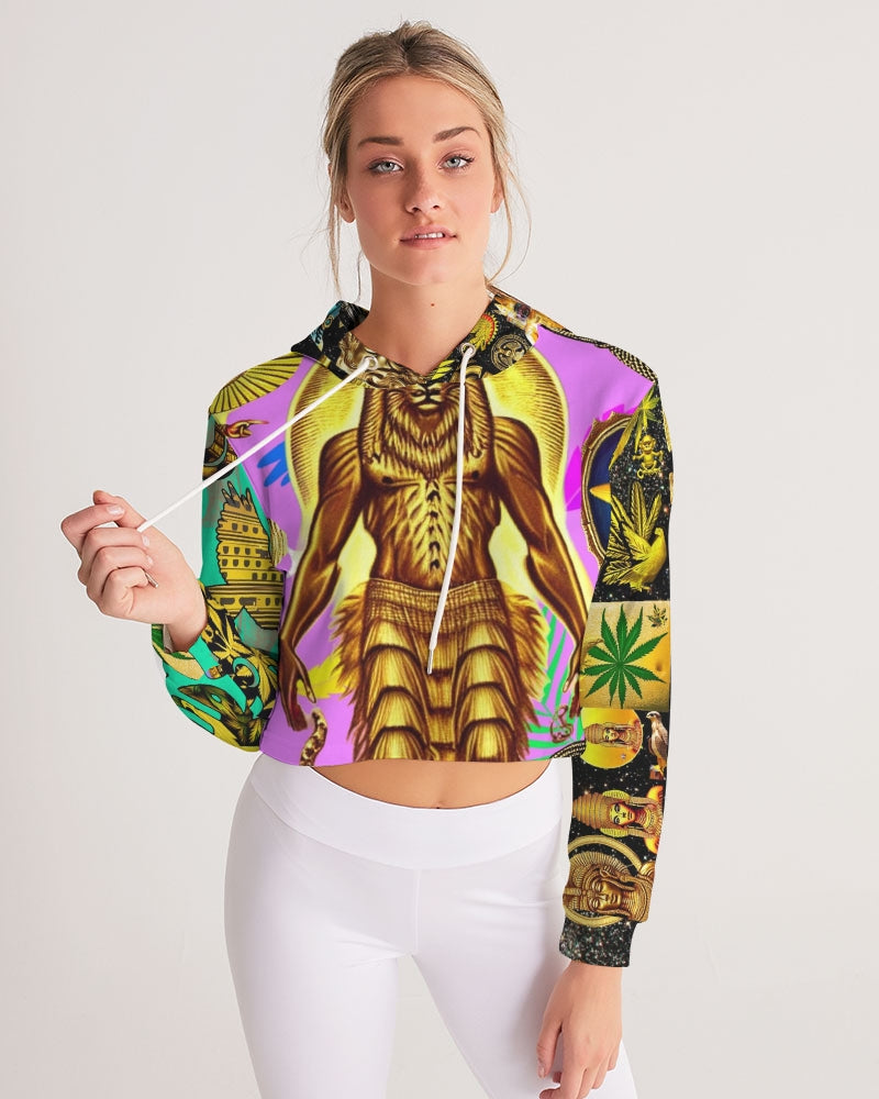 Ancient Abtsrak Women's All-Over Print Cropped Hoodie