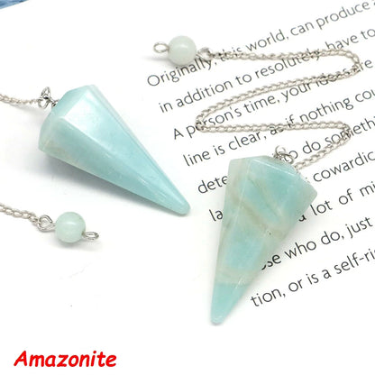 7 Chakra Pendulum Natural Stones Healing Crystal For Wicca Divination Witchcraft Dowsing Reiki Quartz Jewelry Pendants Wholesale