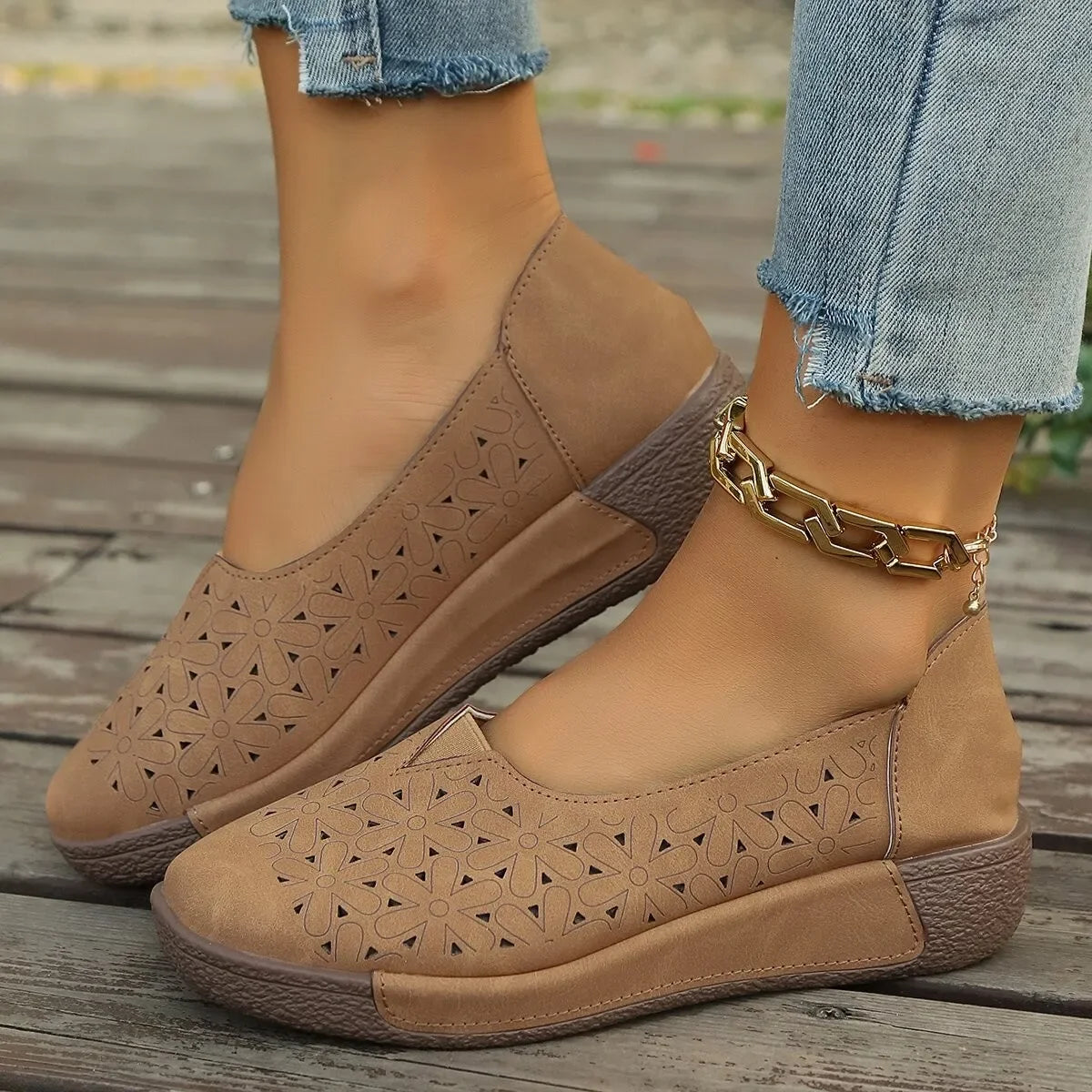 Women Wedges Sandals Retro Round Toe Hollow Out Woman Shoes Slip on Casual Ladies Sandal Female Summer Zapatos Muje