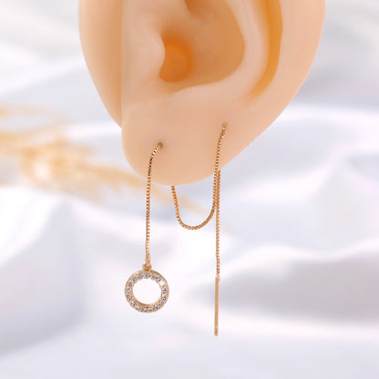 Gold Circle Long Tassel Ear Wire