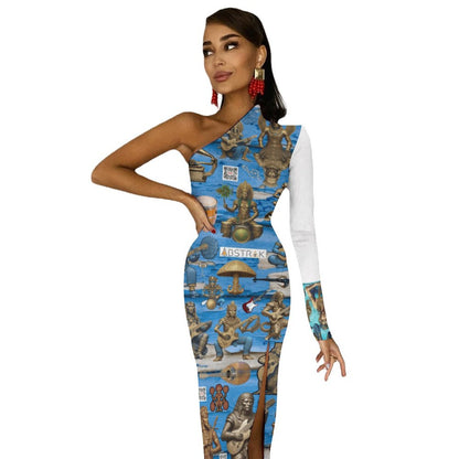 One Shoulder Split Dress BIQ (All-Over Printing)