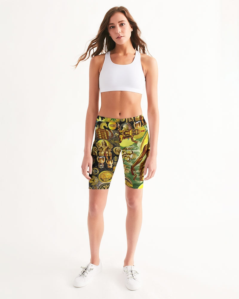 Ancient Abtsrak Women's All-Over Print Mid-Rise Bike Shorts