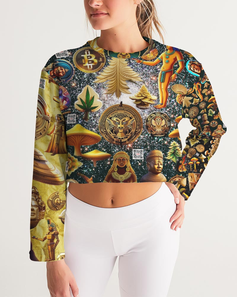 Hybrid Abstrak Women's All-Over Print Cropped Sweatshirt