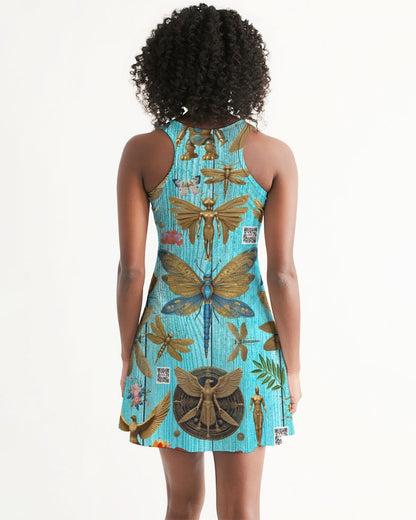 Abstrak dragonfly Women's All-Over Print Racerback Dress