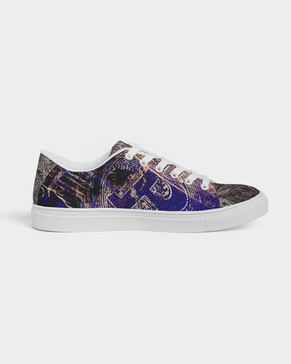 Saddle Serenade Abstract Design Women's Faux-Leather Sneaker