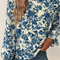 Printed Mock Neck Flounce Sleeve Blouse