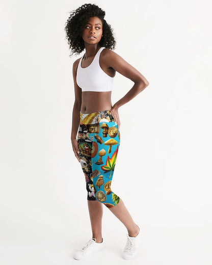 Womens Abstrak Women's All-Over Print Mid-Rise Capri