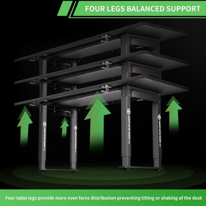 Electric Height Adjustable Standing Desk, 71" x 31.5" Inch 4-Leg Ergonomic Sit to Stand Desk, Powerful Dual Motor Work Desk with