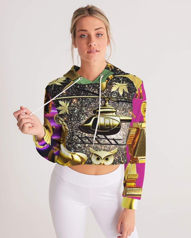 Robotic Abstrak Women's All-Over Print Cropped Hoodie