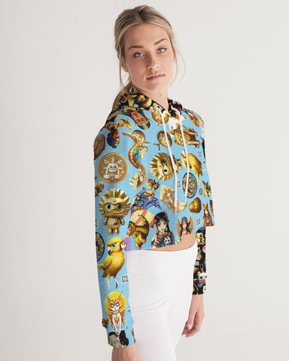 4 Annunaki Abstrak Collection Women's All-Over Print Cropped Hoodie