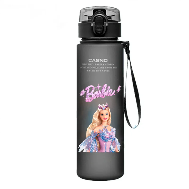 Barbie 560ML Large Capacity 4 Color Children Water Cup Portable Plastic Outdoor Sports Aldults Water Bottle Anime Customizable