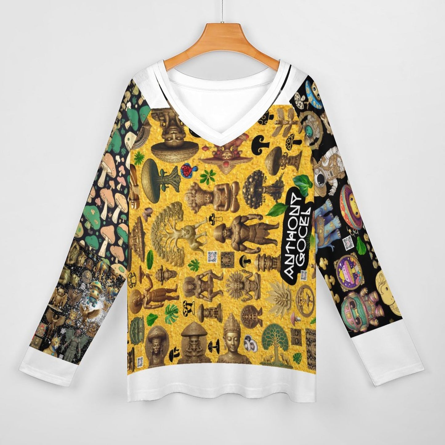 V-neck Loose Long Sleeve T-shirt TLREV2 (All-Over Printing)