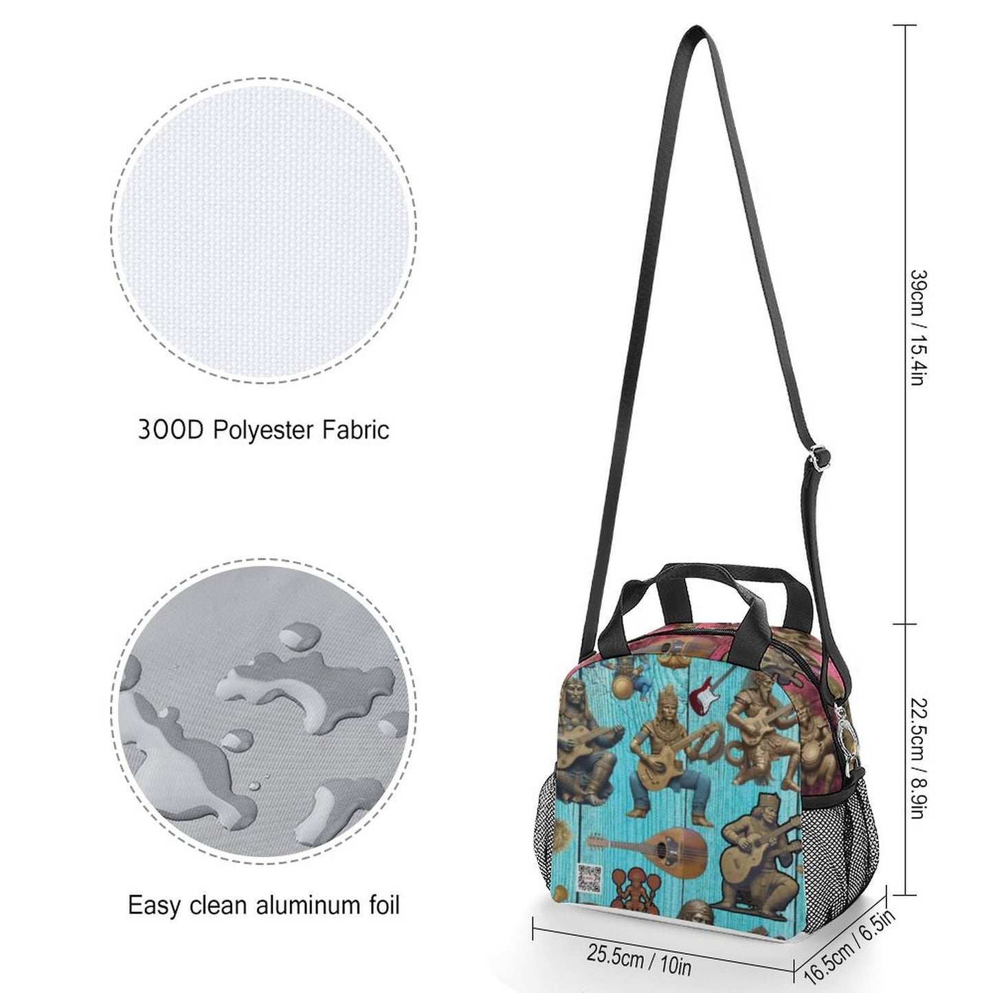 Insulated Lunch Crossbody Bag with Strap for Office School Picnic (All-Over Printing)