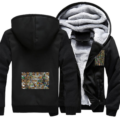 260gsm Men’s Plush Full Zip Hoodie (Partial Printing)