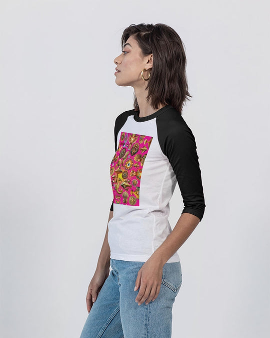 Eye and Face Abstrak Unisex Three-Quarter Sleeve Baseball Tee | Bella + Canvas