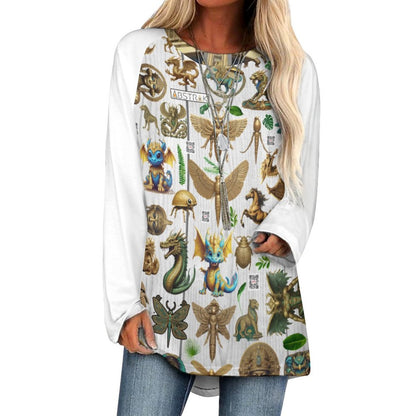 Custom Women's Long Sleeve U-Neck T-Shirts (All-Over Printing)