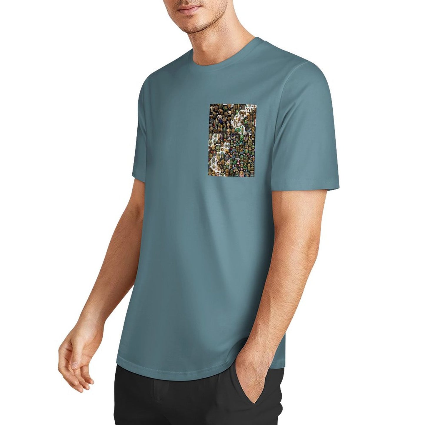 DTF 160gsm Men's Short Sleeve Cotton T-shirt (Dual-sided+Sleeve Printing)