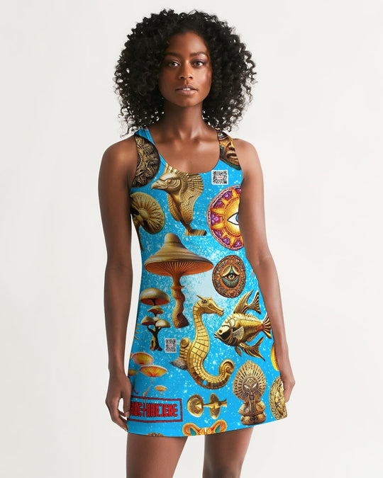 Eye and Face Abstrak Women's All-Over Print Racerback Dress