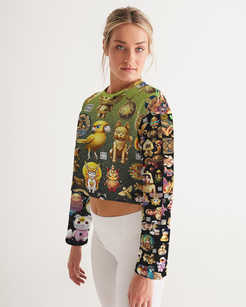 4 Annunaki Abstrak Collection Women's All-Over Print Cropped Sweatshirt