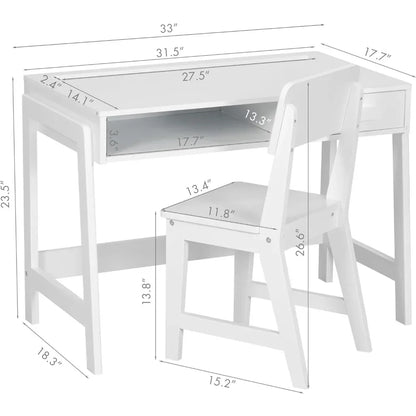 Wooden Children Study Table Kids Desk and Chair Set Student Writing Desk Computer Workstation for Bedroom & Study Room Furniture