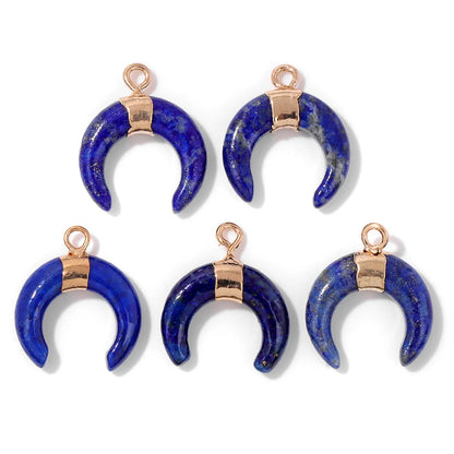 5PCS/lot Lapis Lazuli Stone Pendant Blue Moon Apple Oval Shape Gem Charms For Jewelry Making DIY Necklace Earrings DIY Handmade