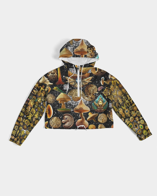 Nature Abstrak Women's All-Over Print Cropped Windbreaker