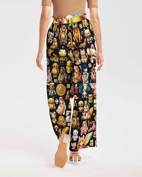 4 Annunaki Abstrak Collection Women's All-Over Print High-Rise Wide Leg Pants