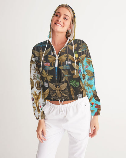 Abstrak dragonfly Women's All-Over Print Cropped Windbreaker