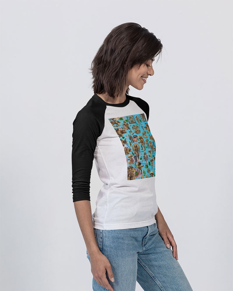 Alien Trendy Abstrak Collection Unisex Three-Quarter Sleeve Baseball Tee | Bella + Canvas