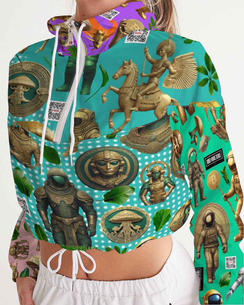 Ancient Abstrak Collection Women's All-Over Print Cropped Windbreaker