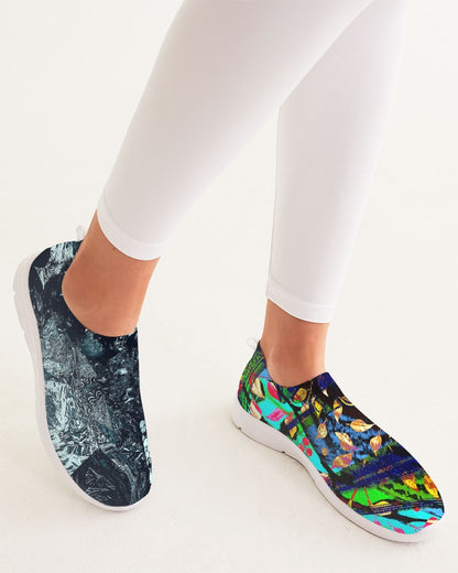 Obsidian Dreamscape Abstract Design Women's Slip-On Flyknit Shoe