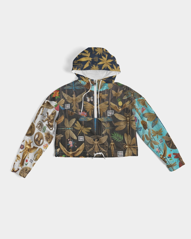 Abstrak dragonfly Women's All-Over Print Cropped Windbreaker