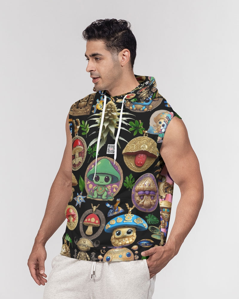 Mushroom Abstak Collection Men's All-Over Print Heavyweight Sleeveless Hoodie