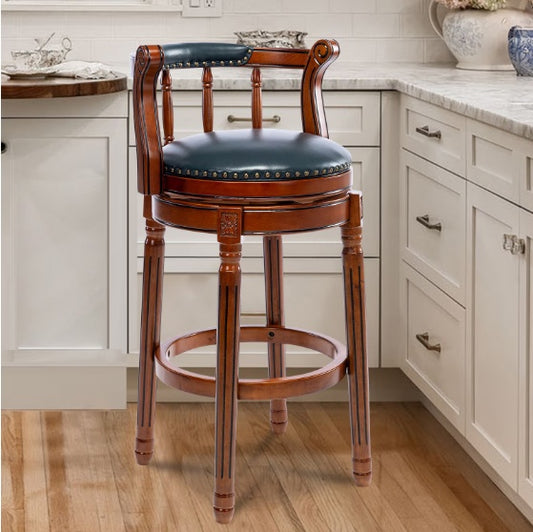 Wooden 360-degree Swivel Bar Stool Chair