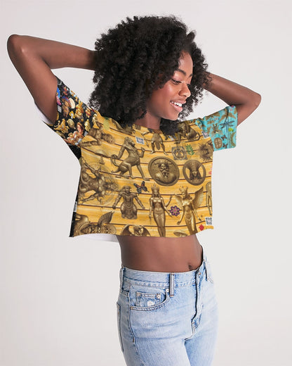 Abstrak dragonfly Women's All-Over Print Lounge Cropped Tee