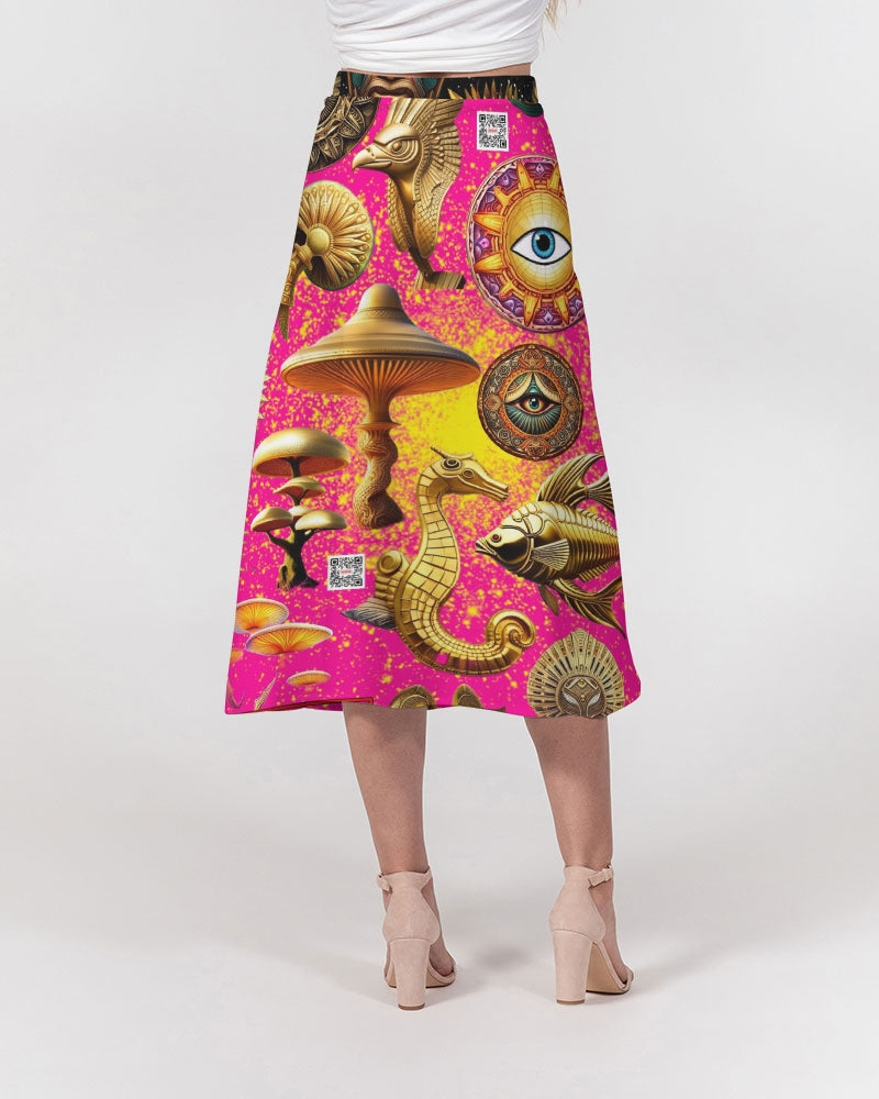 Eye and Face Abstrak Women's All-Over Print A-Line Midi Skirt