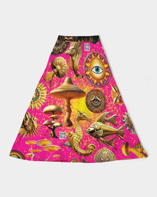 Eye and Face Abstrak Women's All-Over Print A-Line Midi Skirt