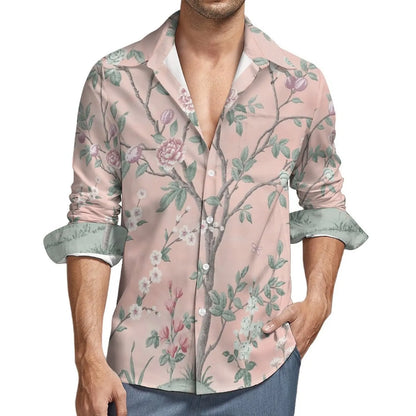 Autum Coconut Tree Shirts Flower For Men 3D Printed Men's Hawaiian Shirt Beach Long Sleeve Shirts Fashion Tops Tee Men's Blouse